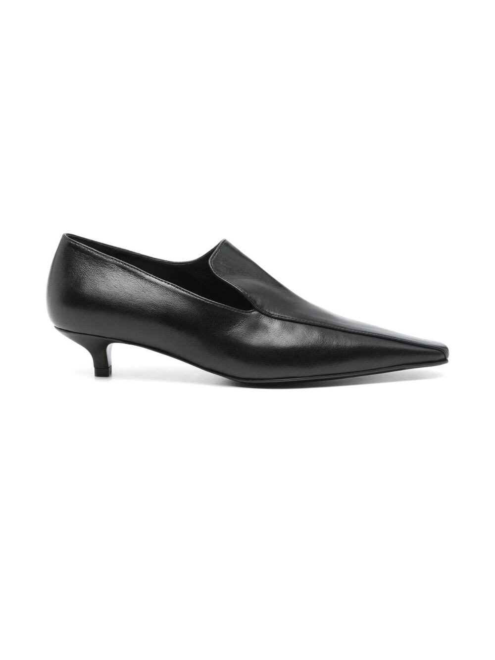 Toteme Black Leather Kitten Heel Loafers Slip On Shoes EU 39